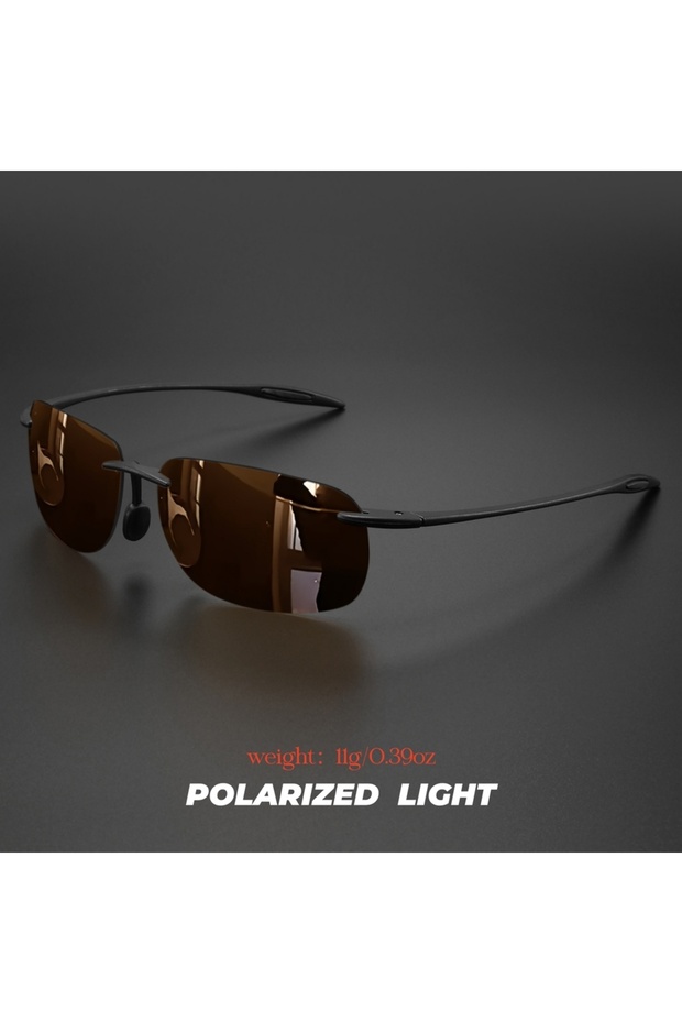 C7-brown Ultra Light 11g TR90 Frameless Polarized Sunglasses - Flexible & Comfort Fit, Square Shape