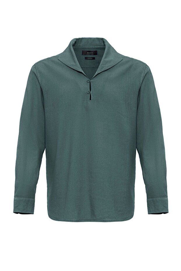 Apaş collar buttoned men's shirt