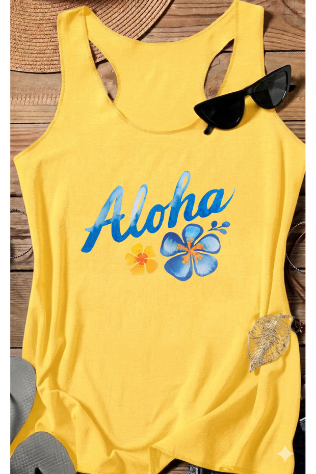 Swimmer Model Aloha Printed Relax T-Shirt