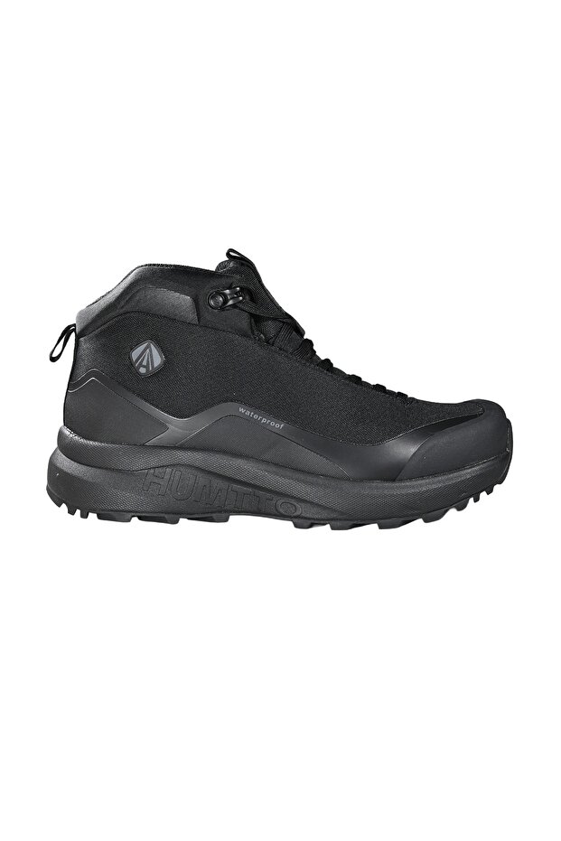 Women's Injection Sole Textile Lace-Up Outdoor Boots - Water Proof Black