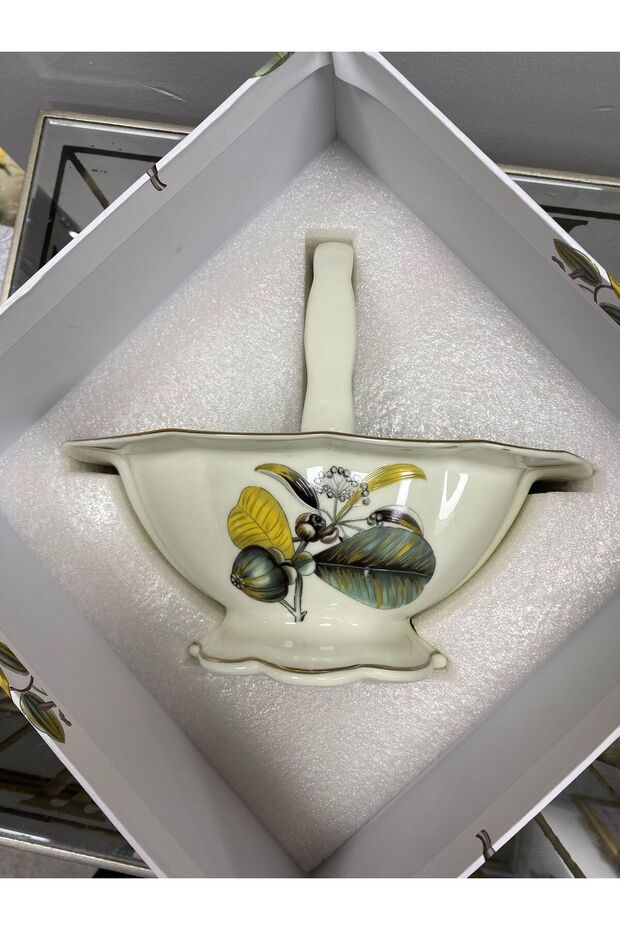Porcelain Basket Fruit Bowl Decorative Bowl (Olive) 25*18,5*21