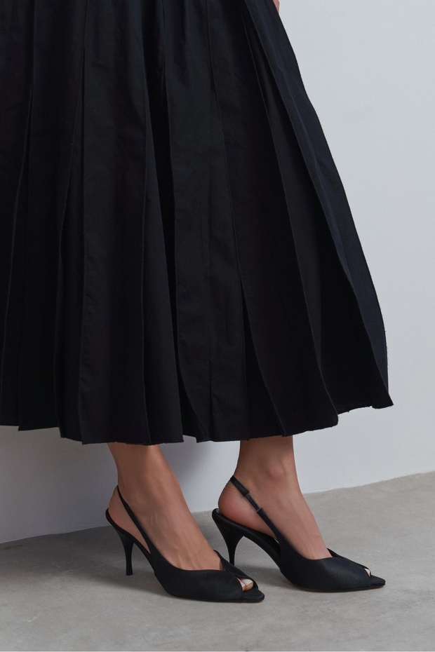 Roxy Black Satin Ankle Strap Open Toe Detail Women's Heeled Shoes