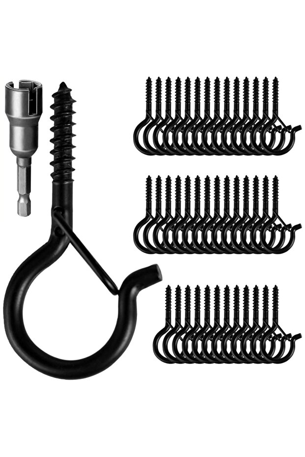 40PCs 10/20/40 Pieces Q-Shaped Nail Hooks for Outdoor String Lights with Screws Christmas Light Hook