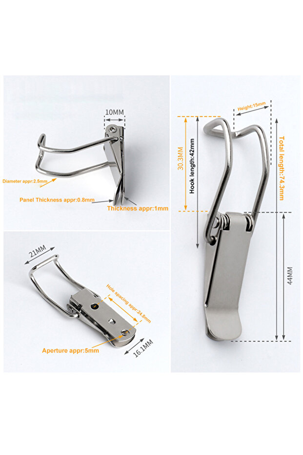 Total length 74.3mm Nickel Plated Duck-Mouth Buckle Hook Lock Sealing Barrel for Sealed Pails Iron M