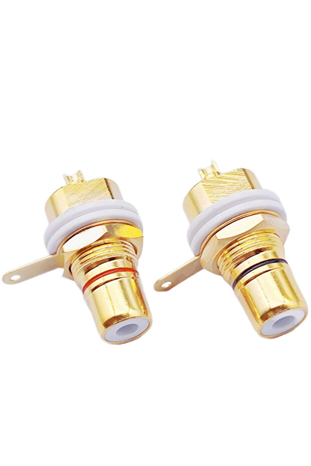 قطعتان من مقبس RCA أنثى متدرج للتركيب على اللوحة، أحمر وأسود، طرف توصيل AV للأجهزة الاستهلاكية