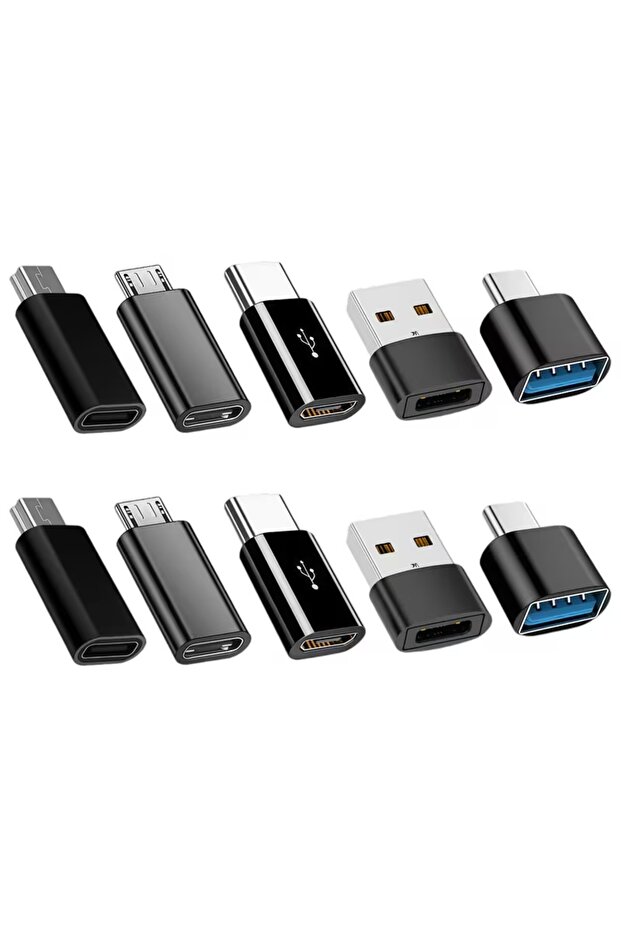 محول USB C OTG أسود اختياري (10 مجموعات) (8 مجموعات) / محول USB C OTG إلى C / محول صغير إلى C / محول مايكرو إلى C / محول متعدد الاستخدامات