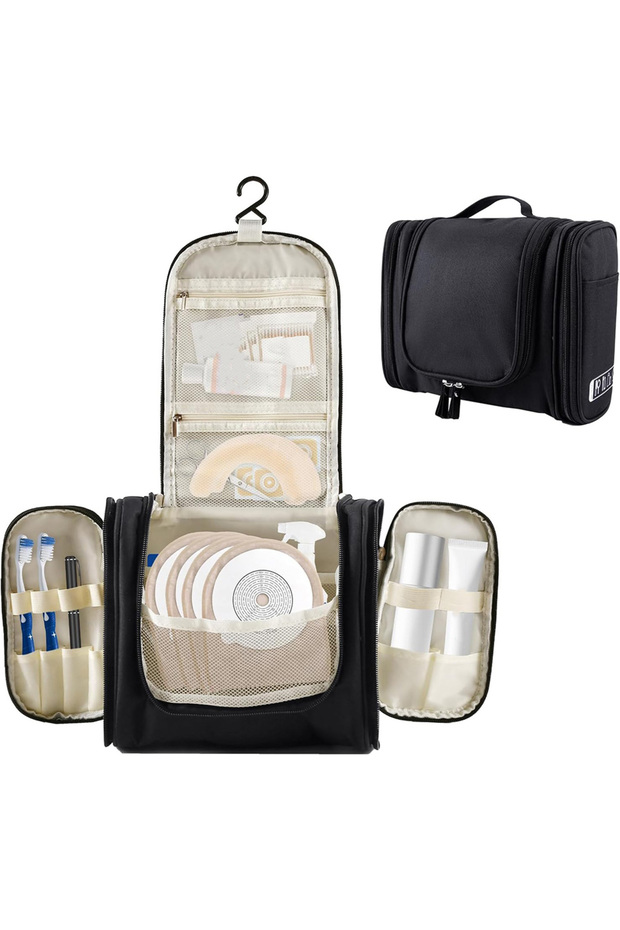 1pc Large Multi-Pocket Hanging Toiletry Bag with Hook Stylish Makeup Organizer for Women & Men,Toile