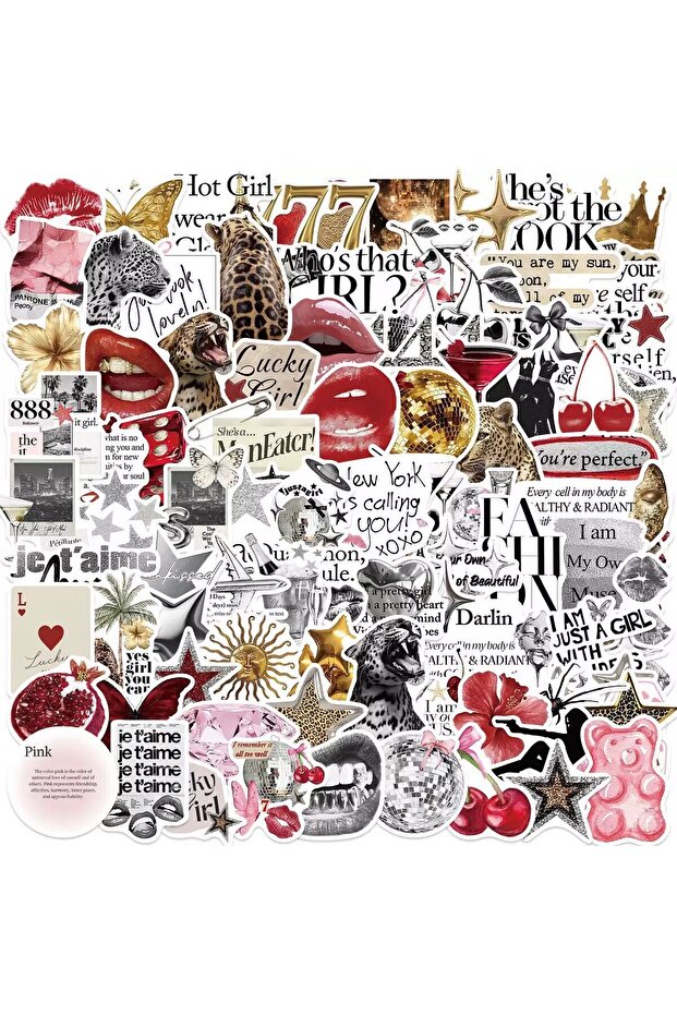 100pcs 50/100pcs Cute Y2K Golden Silver Lucky Girl Stickers Decals For Phone Laptop Notebook Suitcas