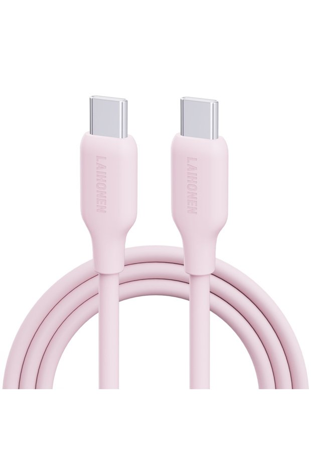 كابل شحن سريع USB-C بقوة 60 واط باللون الوردي بطول 3 أمتار لهواتف آيفون 15 و16 و17 وآيباد برو وS24 وS23 ونينتندو سويتش وماك بوك اير