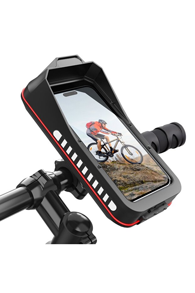 black Universal Quick Lock Bike Scooter Handlebar Stand Waterproof Motorcycle Bicycle Mobile Phone H
