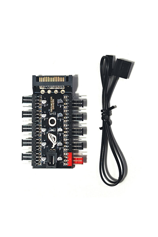 موزع مراوح SATA بـ 10 منافذ 12 فولت 4 دبابيس PWM، محول طاقة SATA/4D لتبريد علبة الكمبيوتر