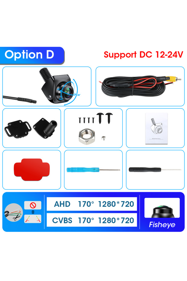 D-CVBS AHD-720P Develuck AHD 1080P 170 Degree Rear View Camera Night Vision Fisheye Lens Reverse Cam
