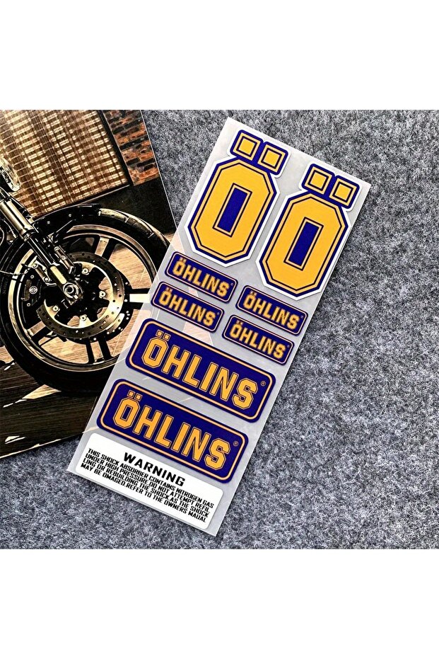 مجموعة من 3 ملصقات عاكسة عالية الوضوح للدراجات النارية من OHLINS - ملصق فينيل مقاوم للماء للتعليق