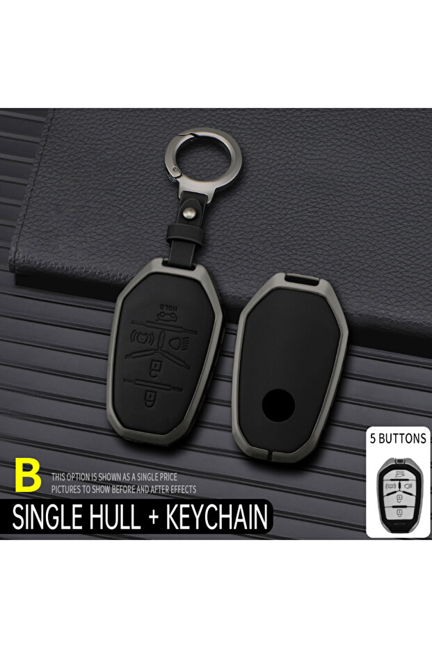 Black Circle Set Suitable For Ssang Yong 2020 G4 Rexton Car Key Case Cover Shell Fob Holder Auto Key