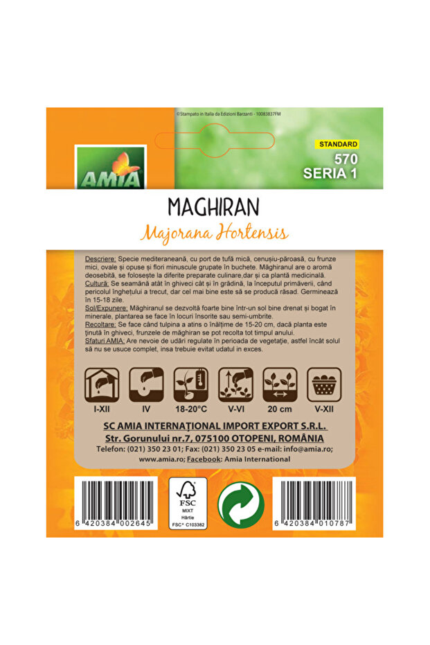 Seminte de Maghiran Amia, 0,7 g - 2