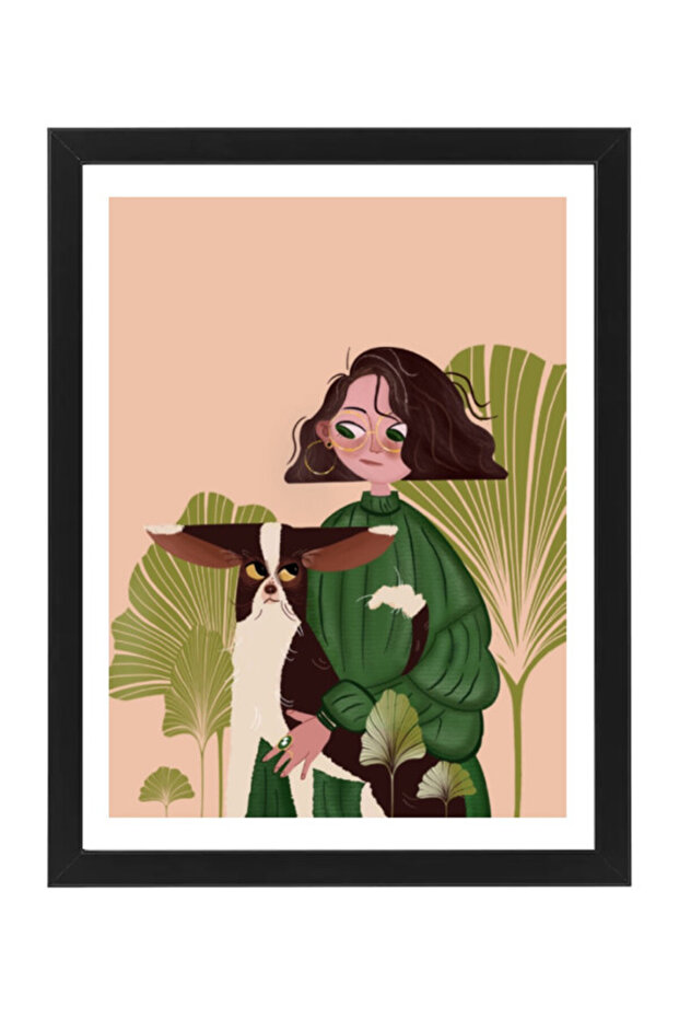 Dog Lover, Pet Lover Animal Illustration Nursery Poster with Frame
