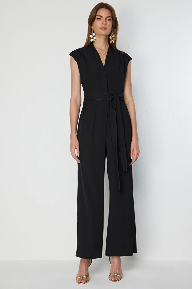Tie-Waist V-Neck Jumpsuit 6444