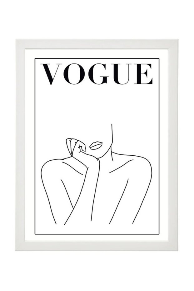 Vogue Fashion Girl Illustration Room Decoration Wall Art Poster with Frame 30x40cm