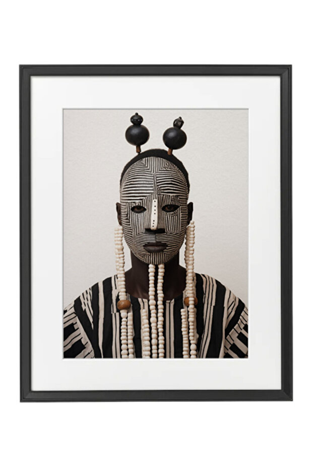 African Tribal Mask Afrocentric, African Art, Home Décor Wall Art, Poster with Frame 50x40cm