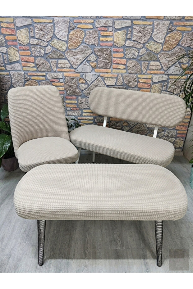 New Modelbench and Pouf Set Case Set - 2 Chairs, 1 Bench, 1 Pouf Cover