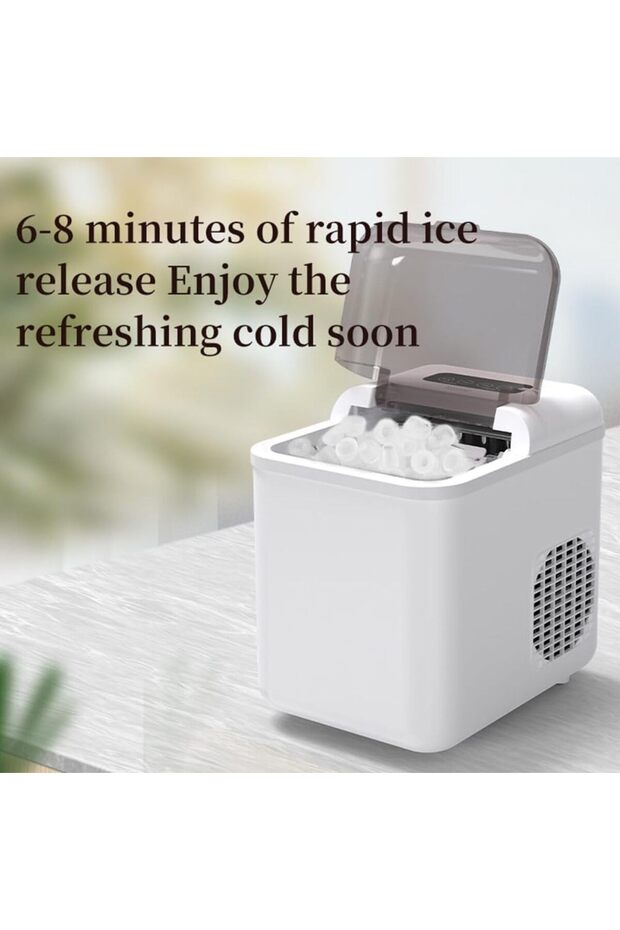 Ice Maker with Self-Cleaning, 26 lbs per Day, 9 Bullet-Shaped Ice Cubes in 6 Minutes, 1.3L Storage, Compact Countertop Design, App Control