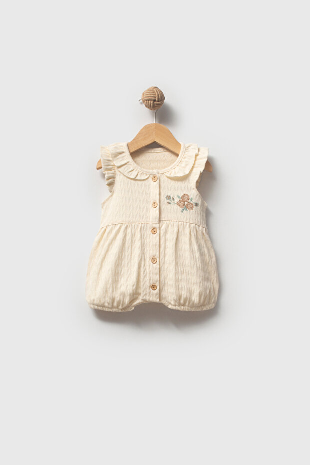 Sweet Rose Self-Patterned Breathable Fabric Baby Girl Romper