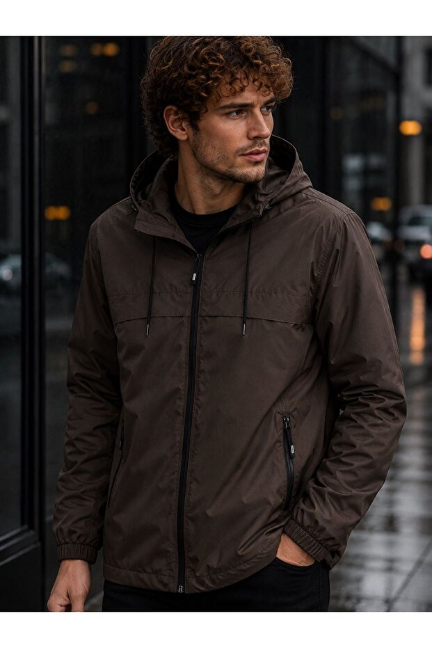 Water Repellent Oversize Men's Hooded Raincoat