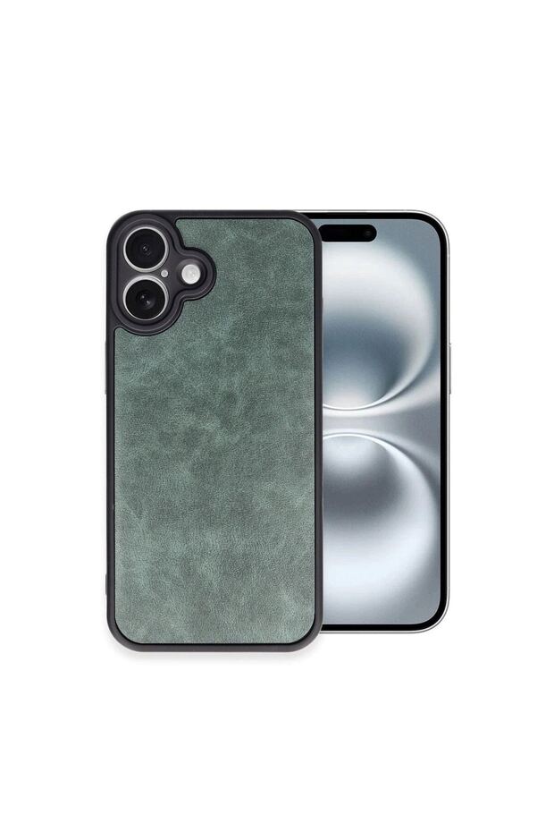 Apple iPhone 16 Plus Case Aras Leather Cover - Dark Green