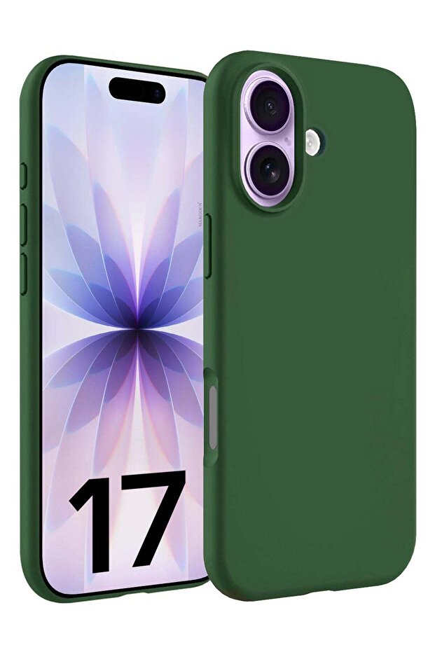 Silicone Protective Phone Case for iPhone 17 - Soft Anti-Scratch Microfiber Lining Ultra Slim Drop Protection Phone Cover - Green