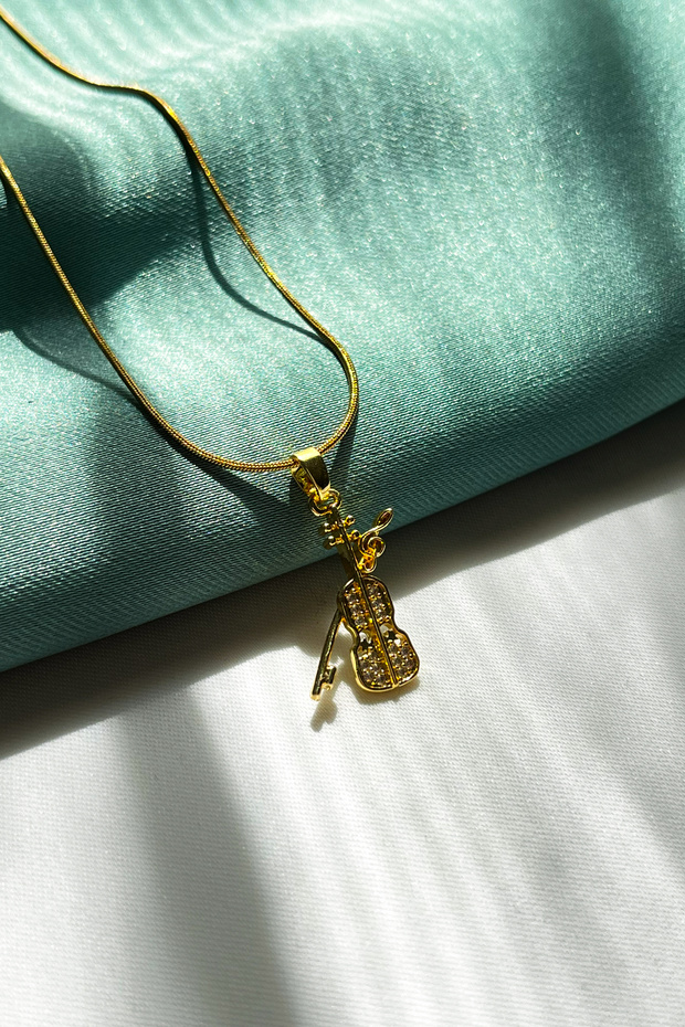 Steel Necklace with Violin Figure