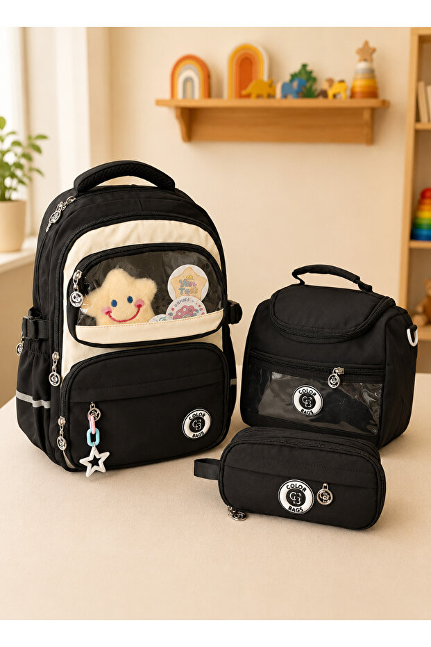 Kawaii Korean Style School Backpack with Accessories and Ergonomic Design