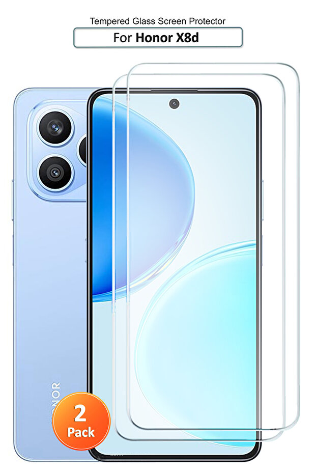 عبوة من قطعتين من واقي الشاشة الزجاجي المقوى لهاتف Honor X8d