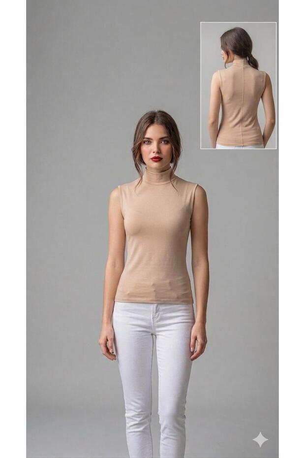 5 Pieces Women's Turtleneck Sleeveless Undershirt Cotton Lycra