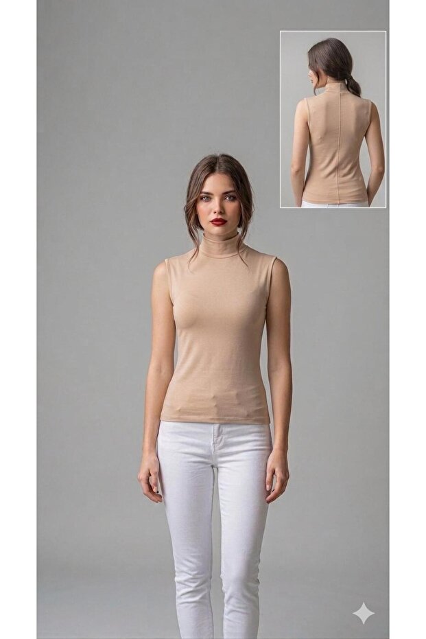 6 Pieces Women's Turtleneck Sleeveless Undershirt Cotton Lycra