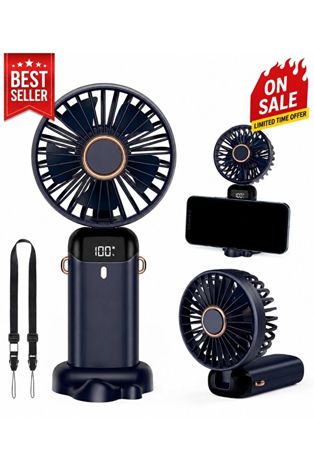 Fan Portable Electric Handheld USB Rechargeable Hand-Held Hanging Freestanding Small Fans -
