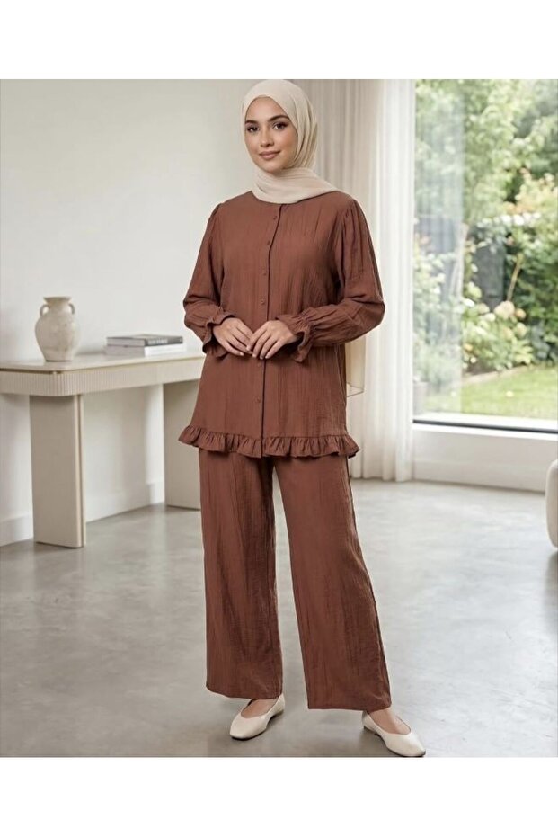 Top and Bottom Set with Ruffle Details