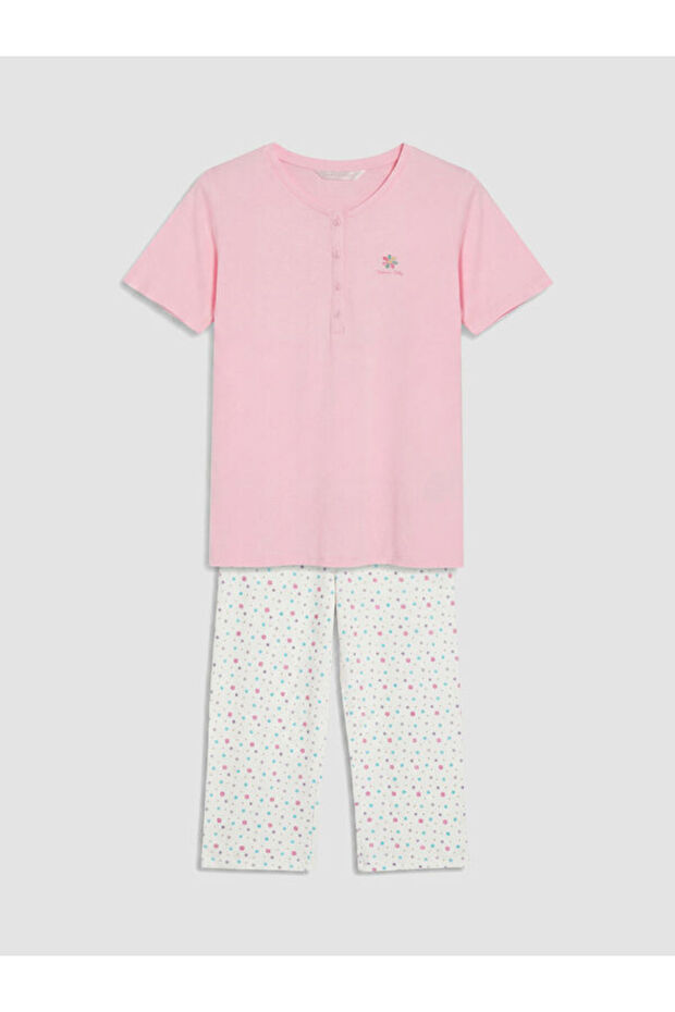 Quality Pieces from Çelebi Store Embroidered Women's Capri Pajama Set