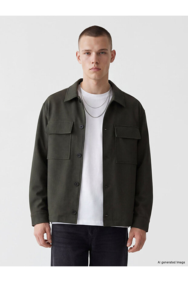 Esvab • Modern & Distinctive Comfortable Fit Shirt Roba Collar Men's Jacket