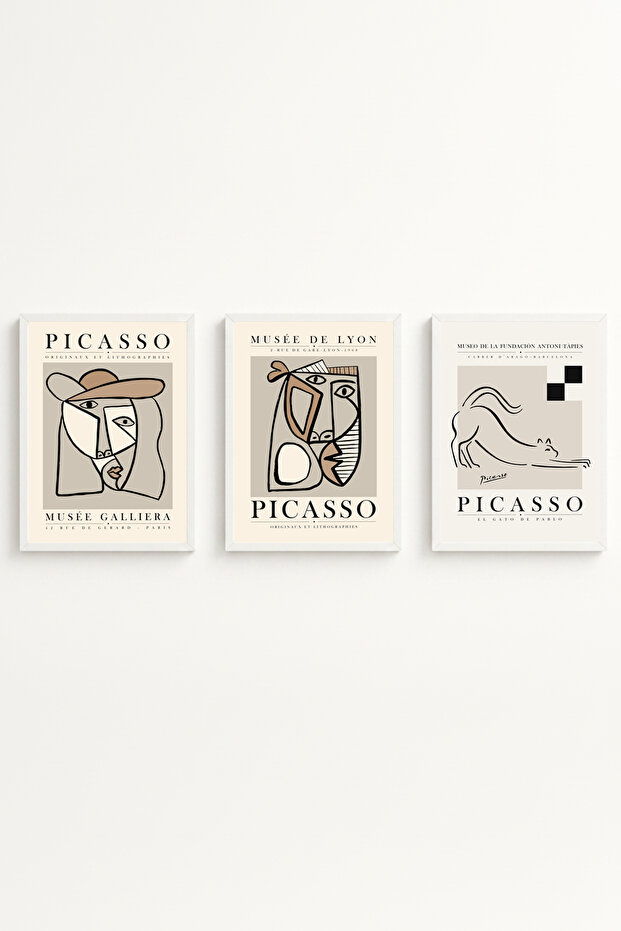 White Wooden Framed 3-Piece Modern Painting Huhu254
