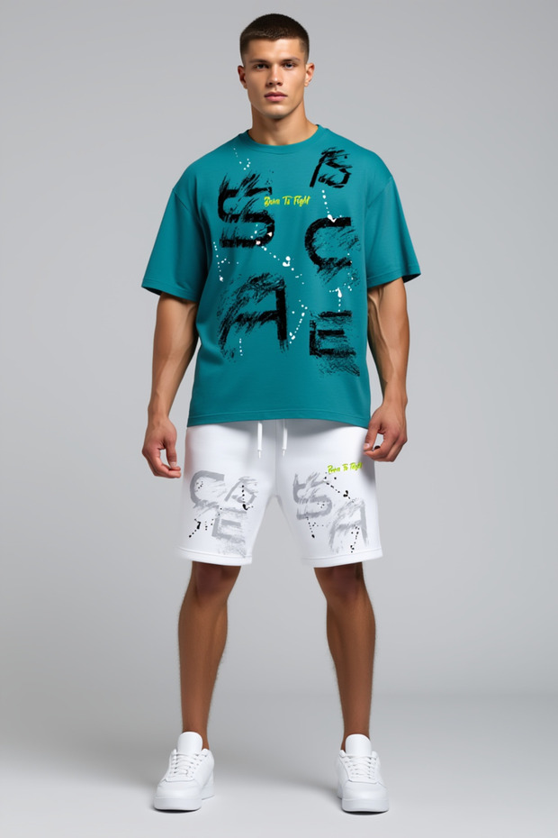 Unisex 100% Cotton Oversize Shorts and T-Shirt Set - Premium Printed Summer Set