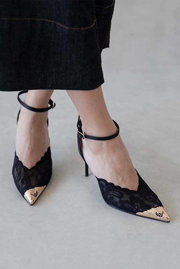 Jemima Women's Lace Heeled Shoes Black