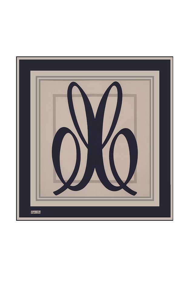 Dark Navy Signature Pattern Tivil Silk Scarf