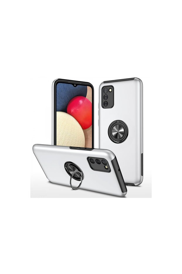 Samsung Galaxy A02S Compatible Case Elite Ring Cover - Silver