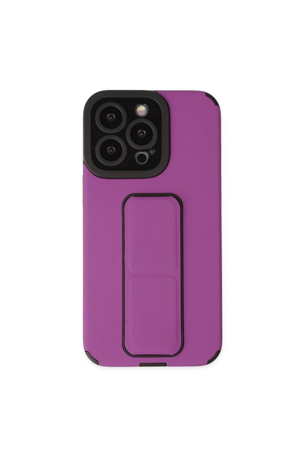 حافظة متوافقة مع هاتف آيفون 13 برو ميجا مع حامل سيليكون - أرجواني