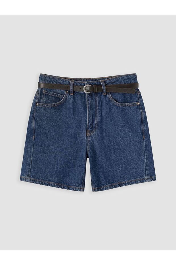 Xside High Waist Belted Women's Jean Shorts