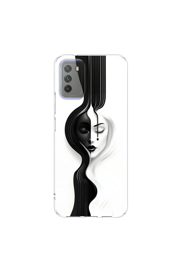 Poco M3 Compatible Aesthetic Face 3 Design Transparent Case