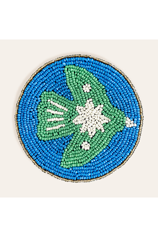 Dadrı Blue - Green Glass Bead Coaster 10 cm