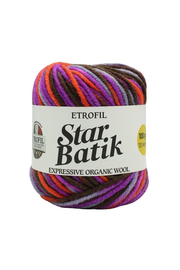 Star Batik Knitting Yarn Orange Coffee Purple Grey 75% Premium Acrylic 25% Organic Merino Wool 100g 110m (T062)