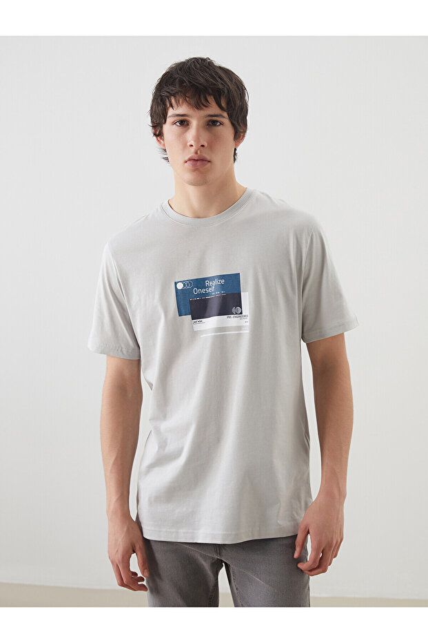 Nevavm Oval Collar Printed Combed Cotton Men's T-Shirt