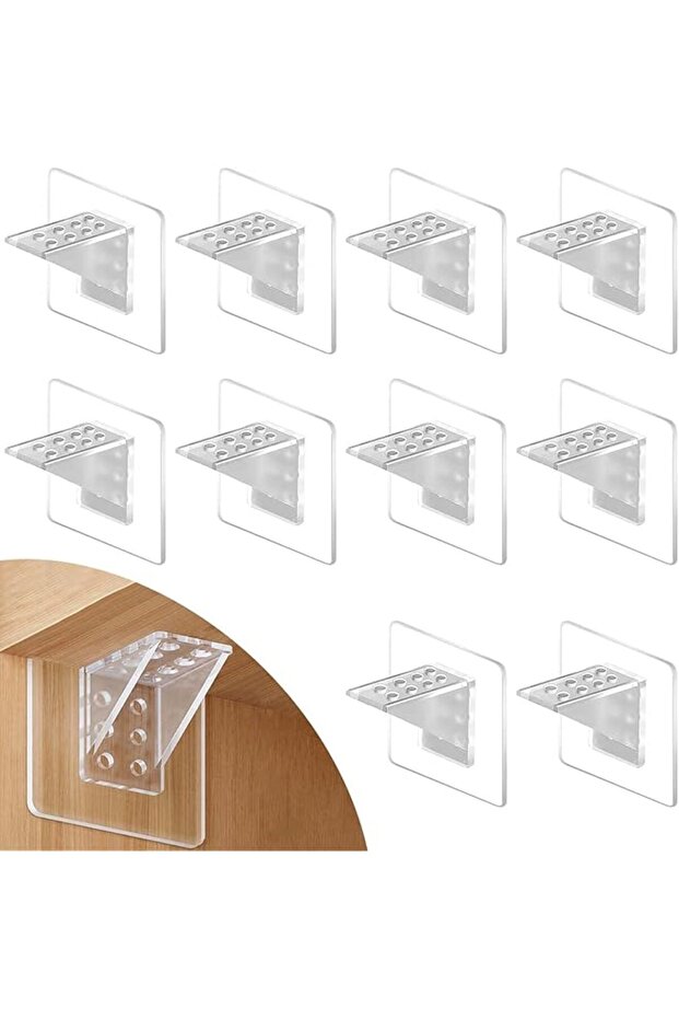 20 Pieces Adhesive Shelf Bracket, Plastic Support Peg, Strong Partition Holders, Partition Pin